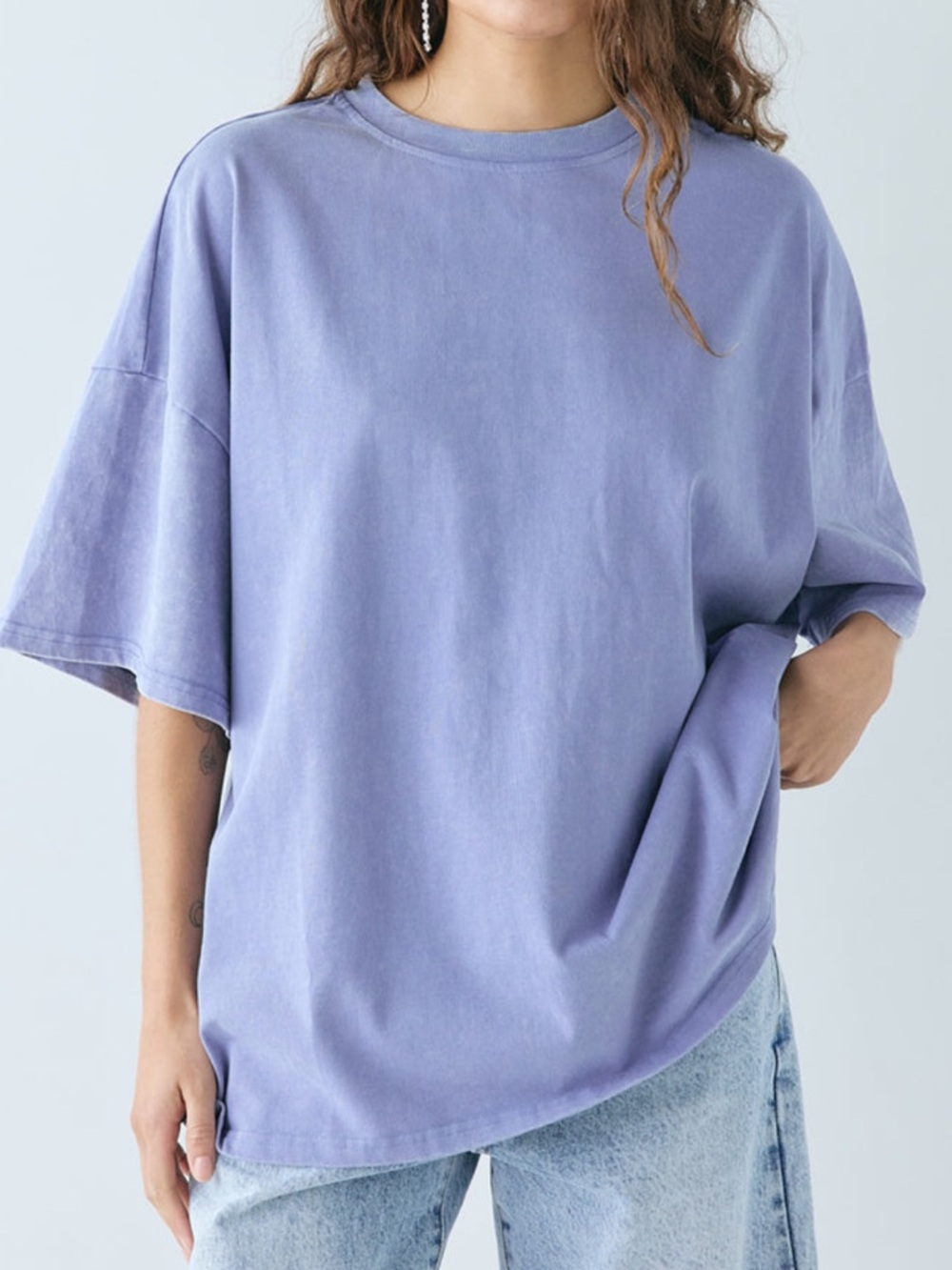 Relaxed Crew Neck Tee in Dusty Lavender - Womens Oversized Short Sleeve Top